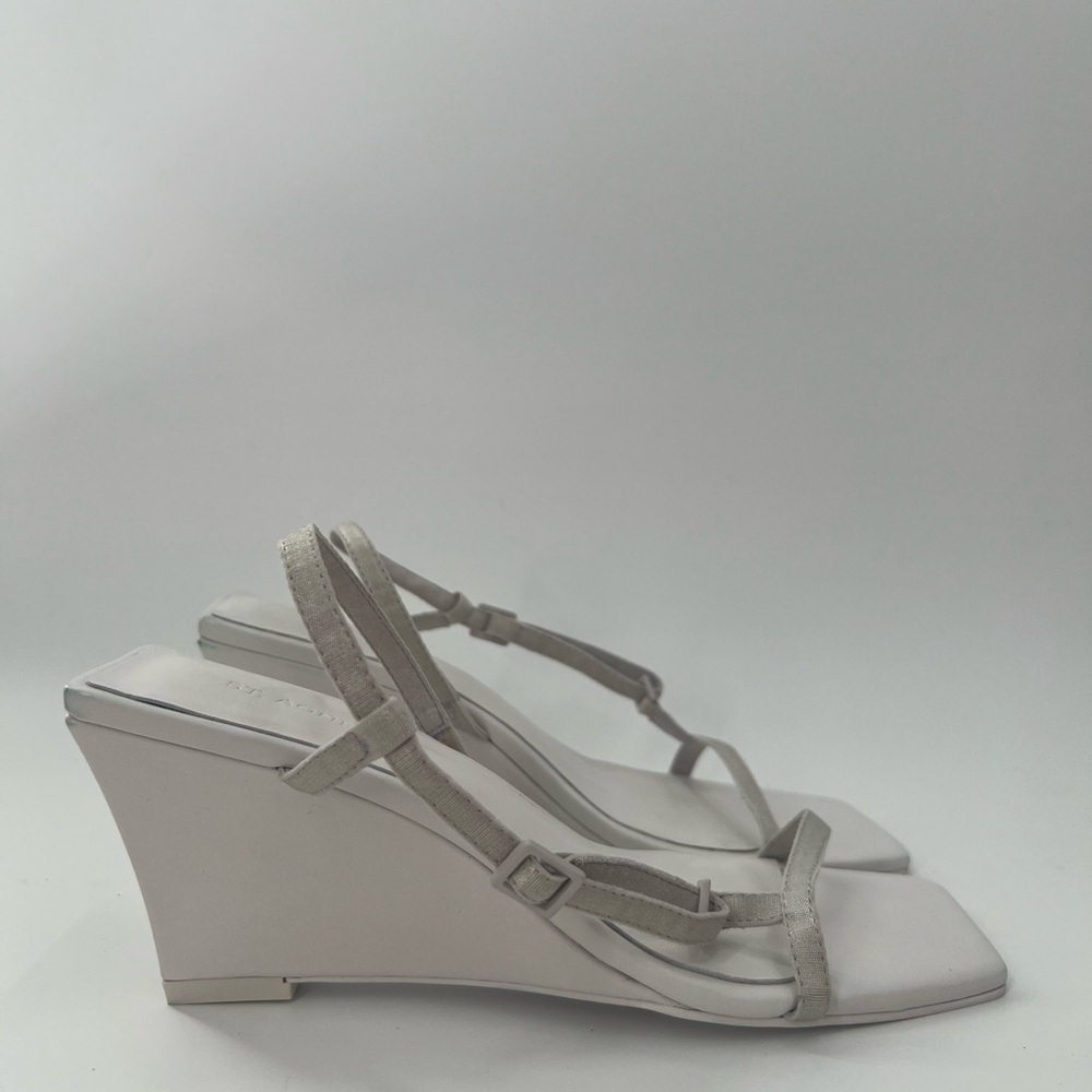 St. Agni Brassiere Leather Strappy Faille Wedge Sandals